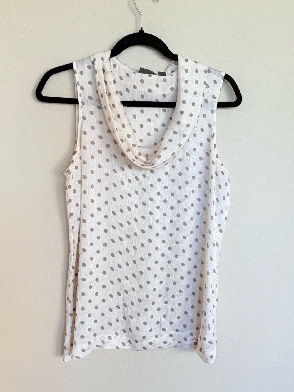 Vintage Mexx White Polka Dot Cowl Neck Blouse | Sheer & Flowy | Size M